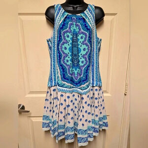 Women’s 1020’s Style Ann Taylor Loft Pleated Paisley Chiffon Midi Dress Plus 14